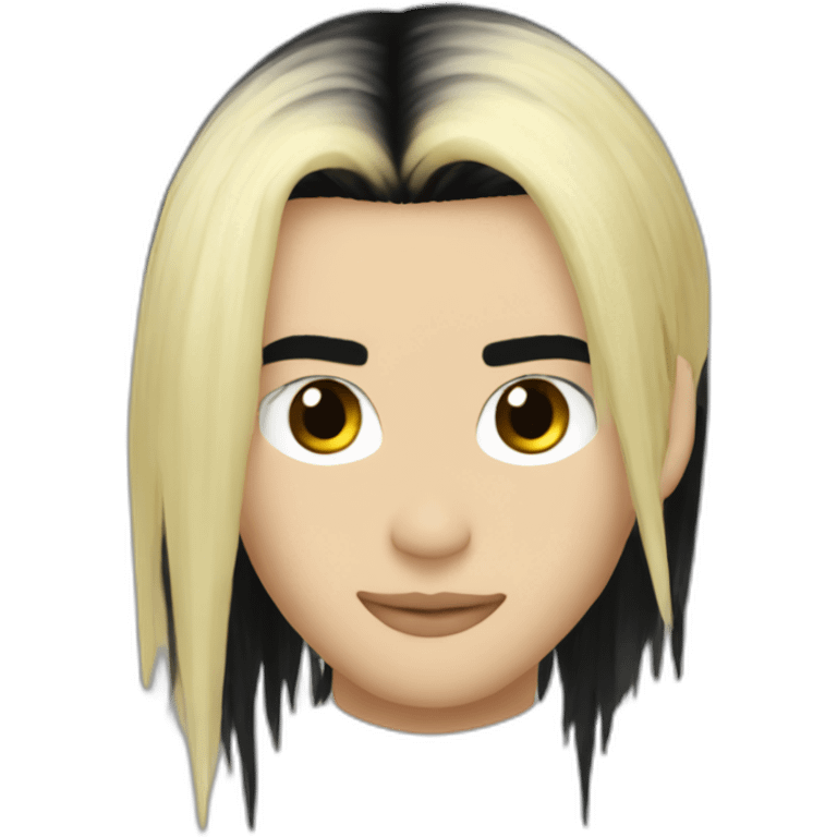 Bill Kaulitz black hair down with blonde highlights emo emoji