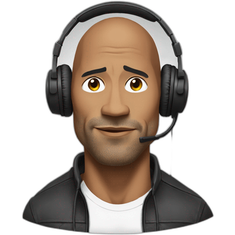 the rock johnson with headphones jacked emoji