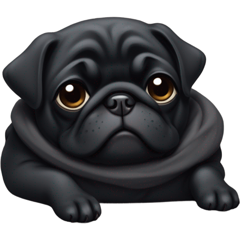 Sleeping black pug emoji