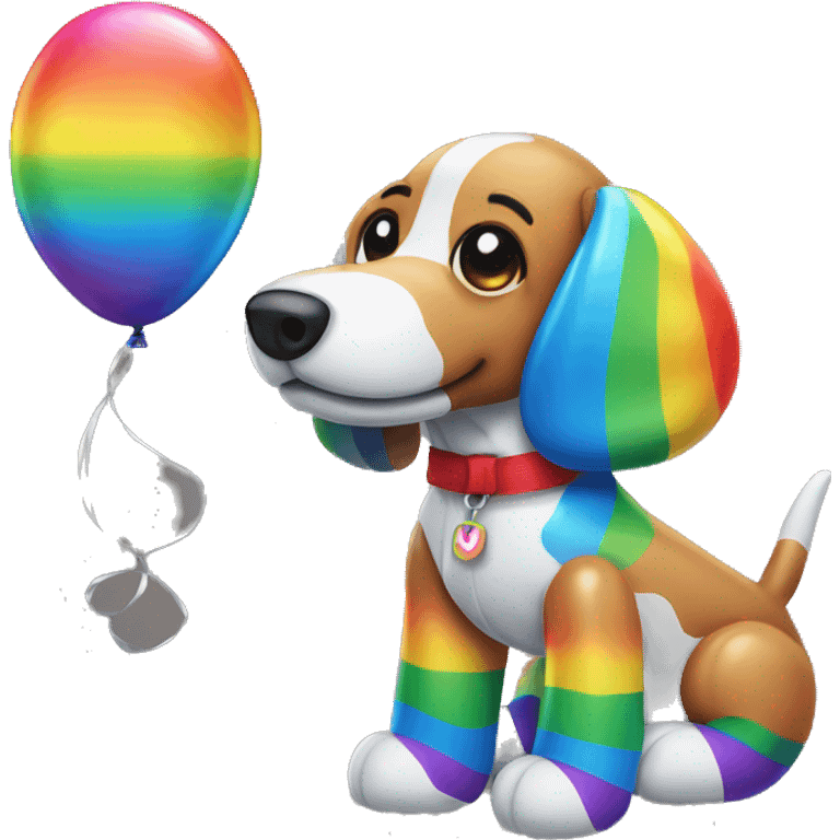 Rainbow balloon dog emoji