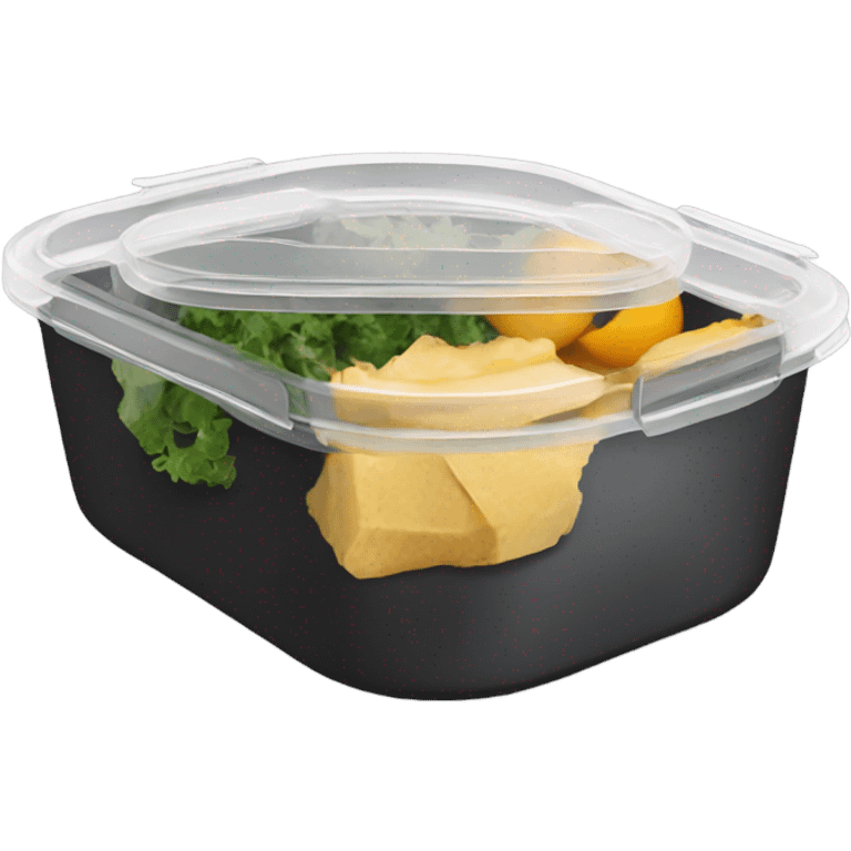 Meal prep containers, black with clear lifs emoji