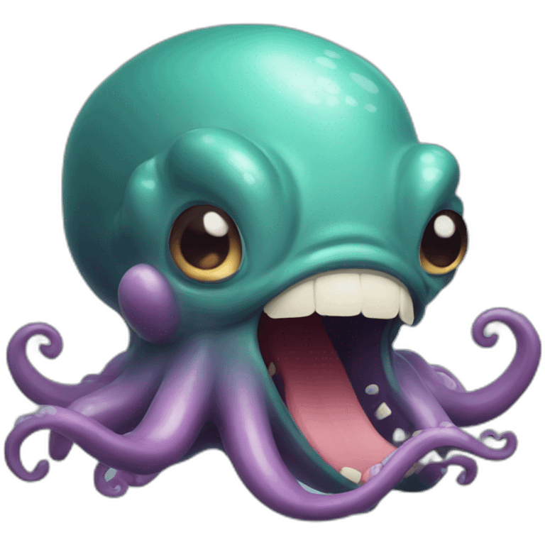 Cute kraken loving with open mouth emoji