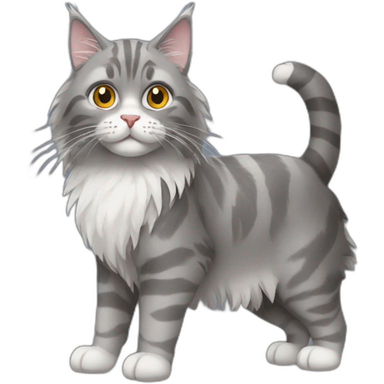 Grey maincoon cat emoji