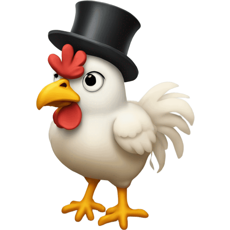 Chicken in a top hat emoji