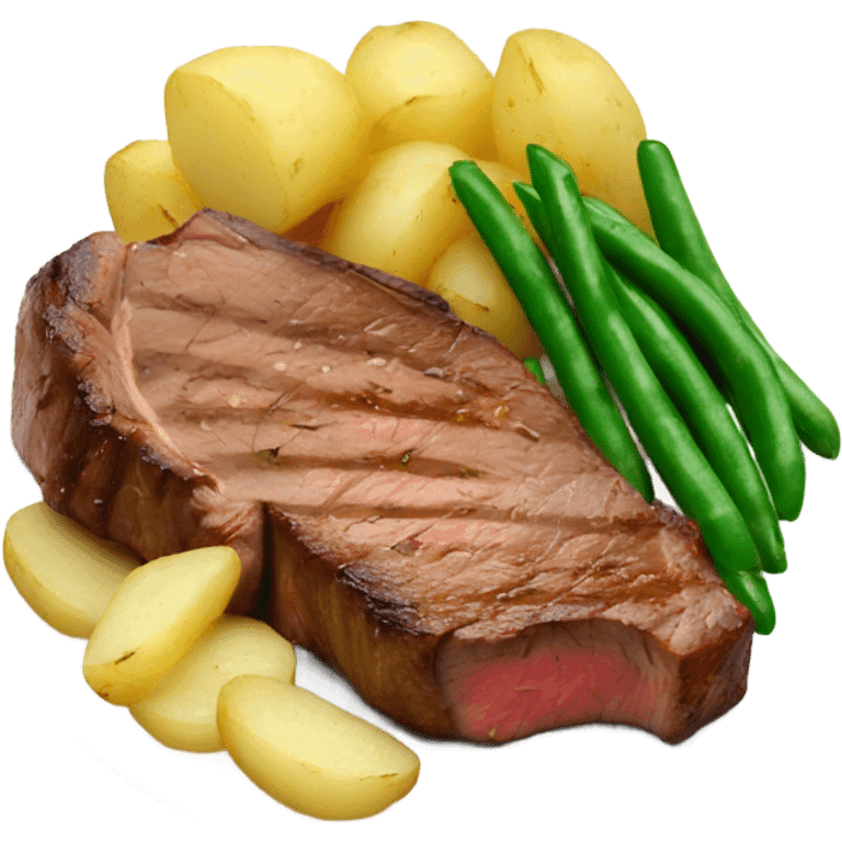 juicy steak with potatoes and green beans emoji