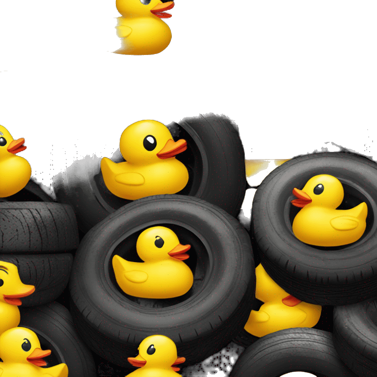 Car tires with a yellow Rubberduck emoji