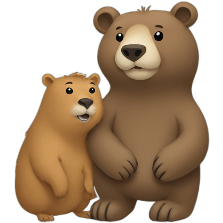 Bear holds capybara in paws emoji