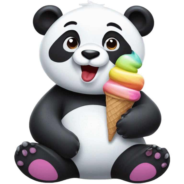 Panda eating ice cream emoji