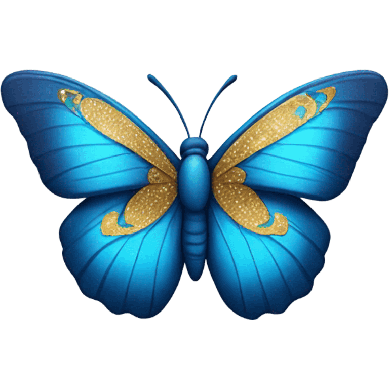 Blue butterfly with gold emoji