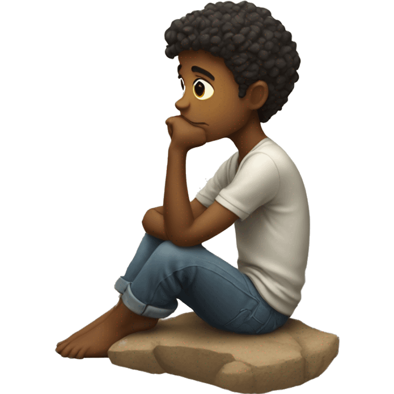 Thoughtful boy in contemplation emoji