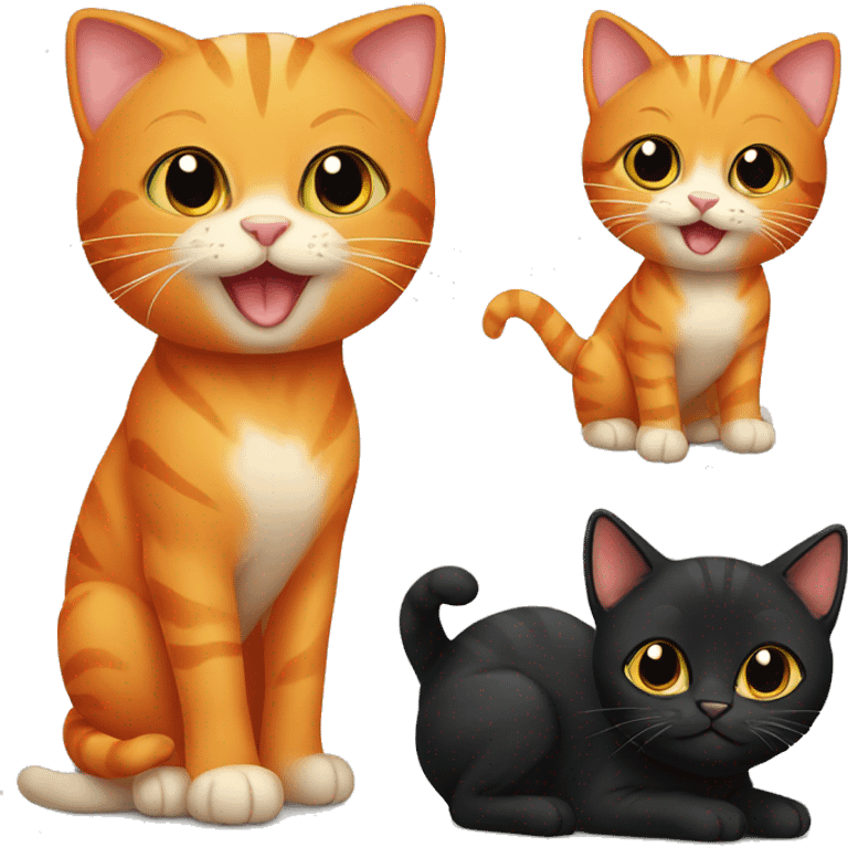 Orange cat with black kitten emoji