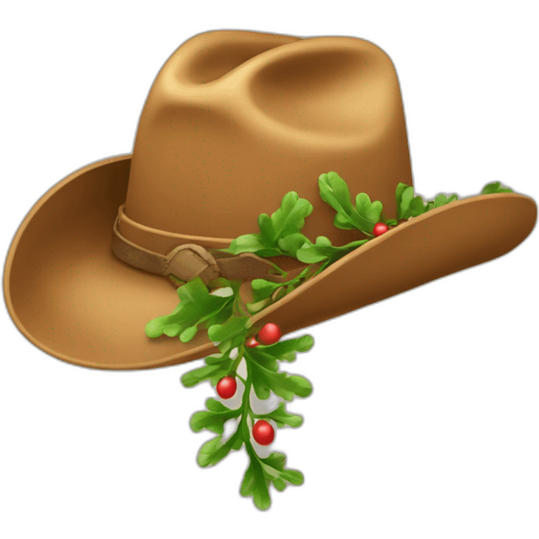 cowboy hat with mistletoe on the side emoji