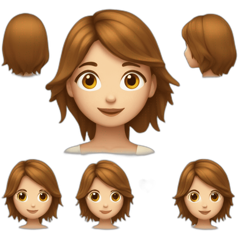 Une jeune fille avec les cheveux marrons clairs et les cheveux châtains emoji