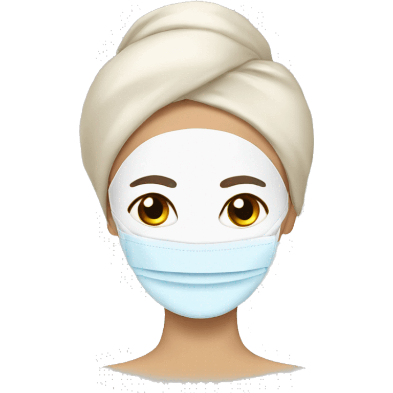 Lady with face mask spa beauty full face relaxing emoji