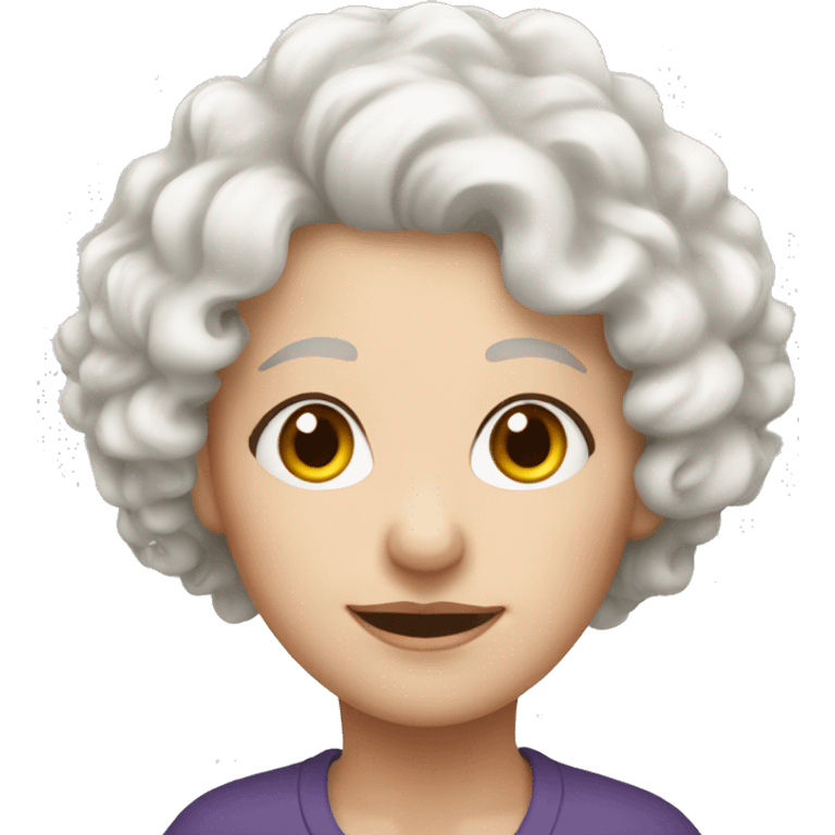 European, white curly hair, woman, elderly, nose ring. emoji