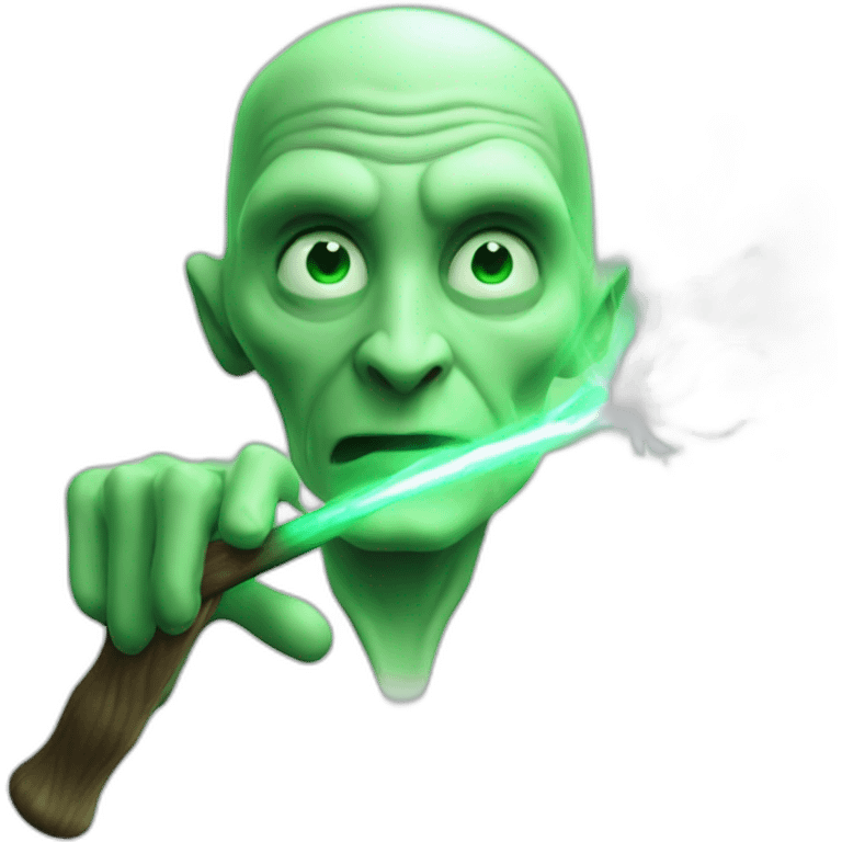 Voldemort with magic stick casting spell green lighting effect emoji