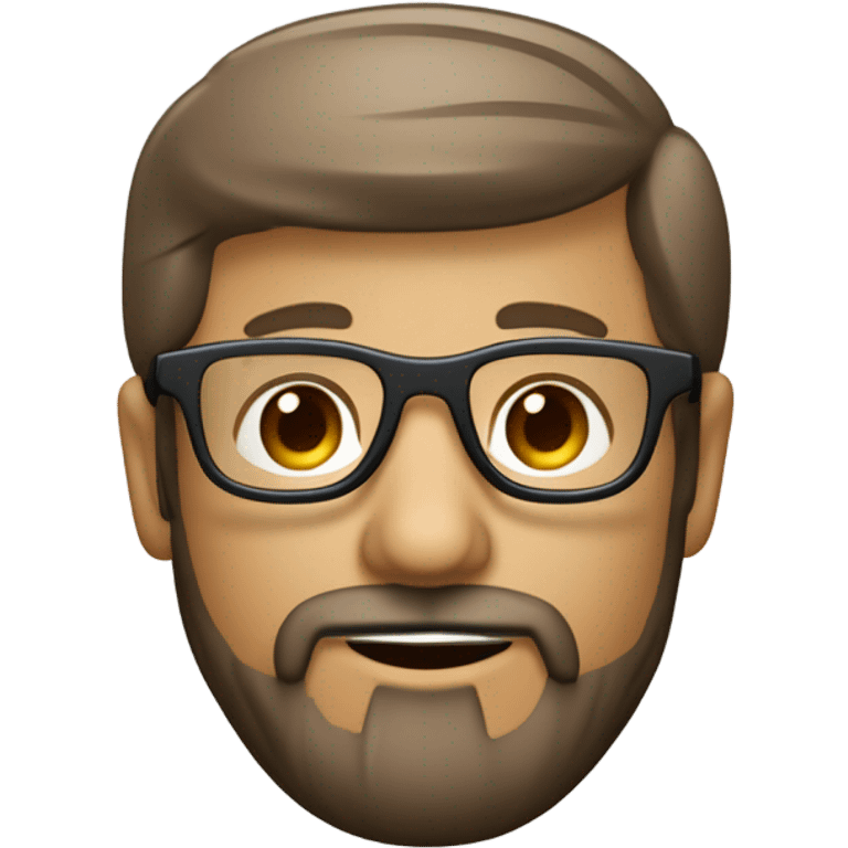 une dev informatique a lunette transparent en plastique, brun et une petite barbe de 3 jours emoji