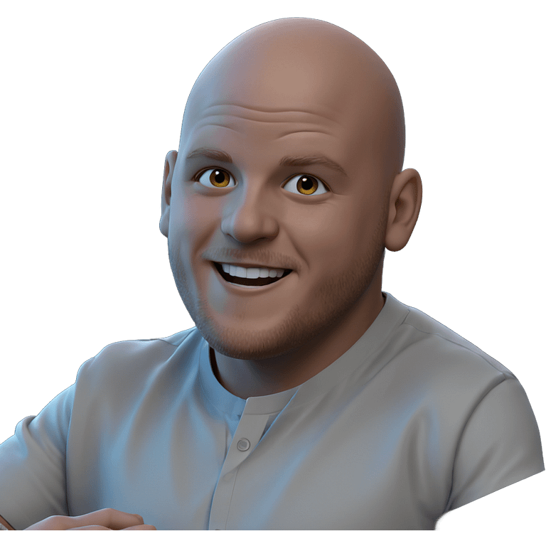 bald guy smiling in shirt emoji