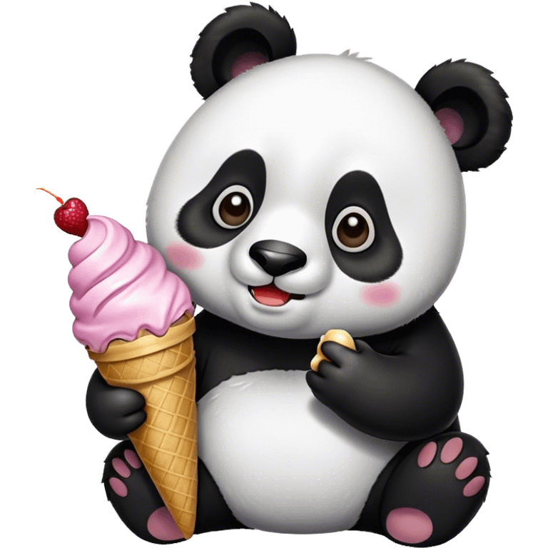 Panda eating ice cream emoji