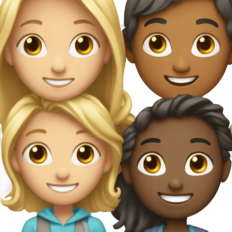 smiling girls and boys group emoji