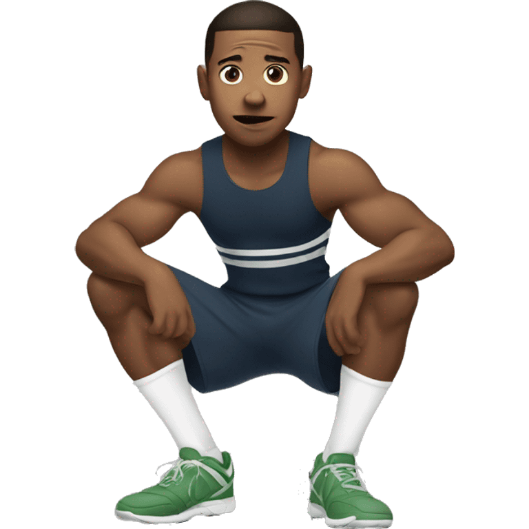 a young man doing squat (sport) emoji