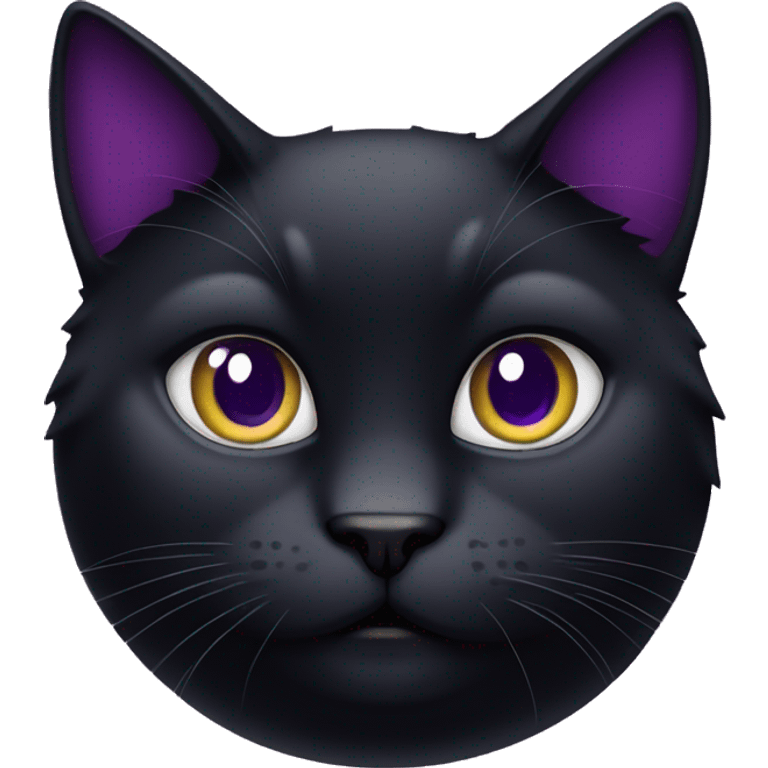 fat black cat with a PURPLE COLLAR emoji