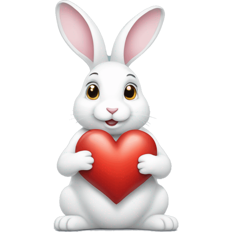 white rabbit hold heart emoji