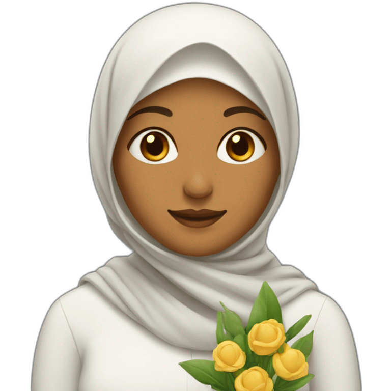 muslim woman with ios-emoji-flower on the nose emoji