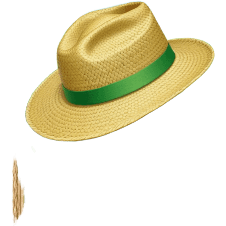 Cinematic Realistic image of a traditional rice farmer's hat, crafted from woven natural fibers with delicate texture details, set against a lush backdrop of vibrant green rice paddies under gentle, early morning light that evokes rural tradition. emoji