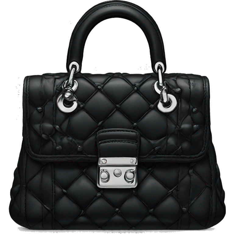 Deep black dior purse with gothic    emoji