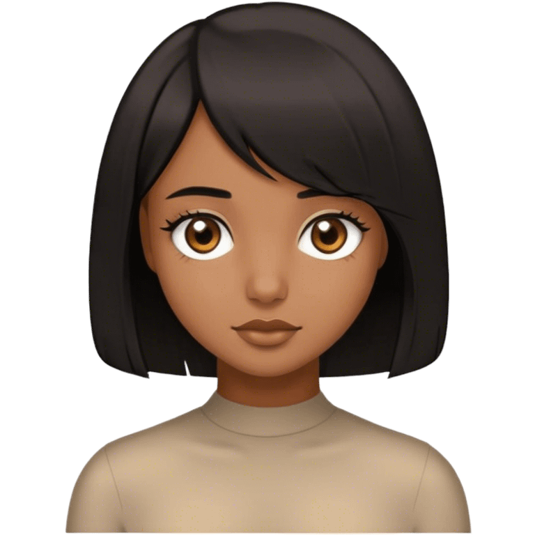 brown eyed girl with black hair and a line bob haircut emoji