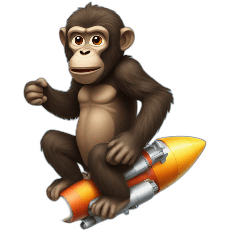 Crazy ape sitting on a rocket emoji