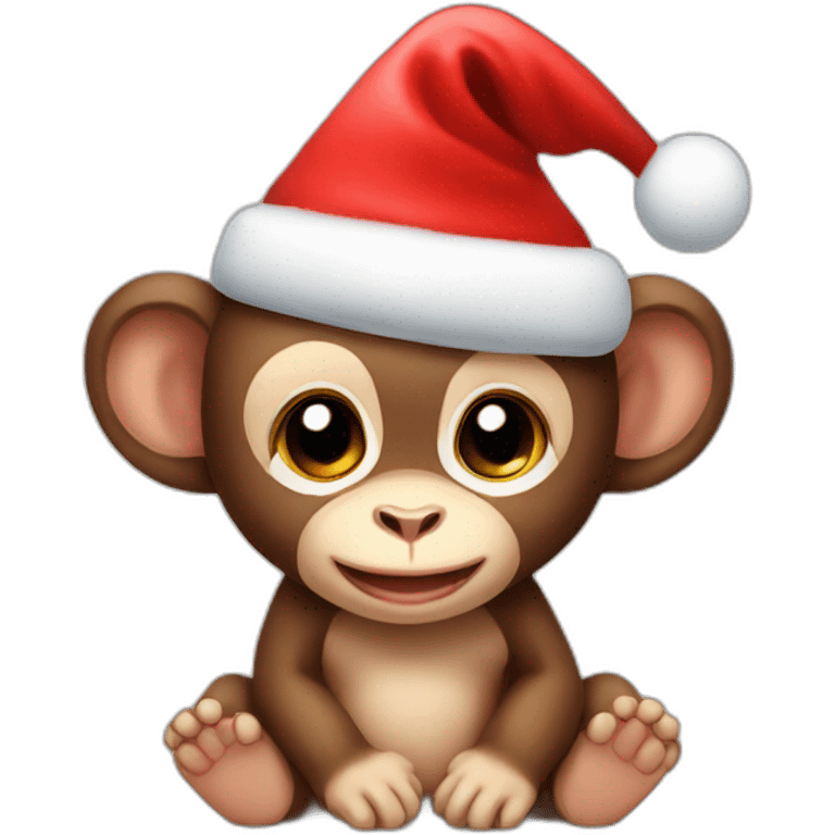 baby monkey with a christmas hat emoji