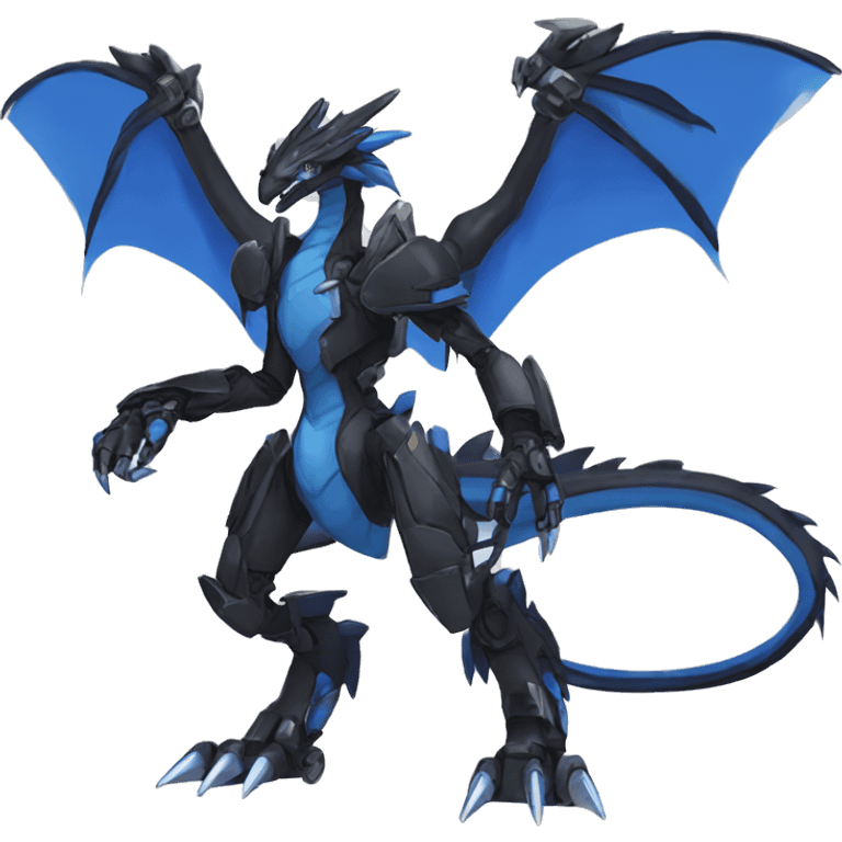  Cool Edgy Black Blue Digimon-Fakemon-Raptor-Dragon-Mecha full body emoji