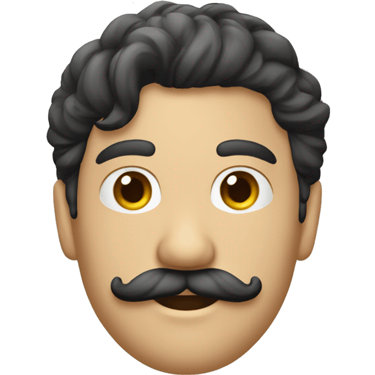 homem branco cabelo preto bigode e cavanhaque imponente  emoji