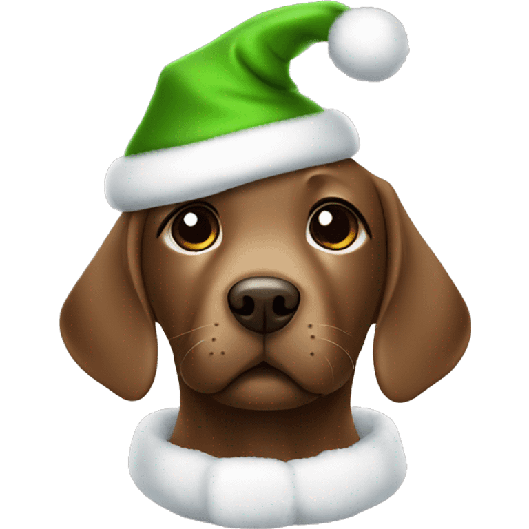 cute baby brown labrador with a christmas costume emoji