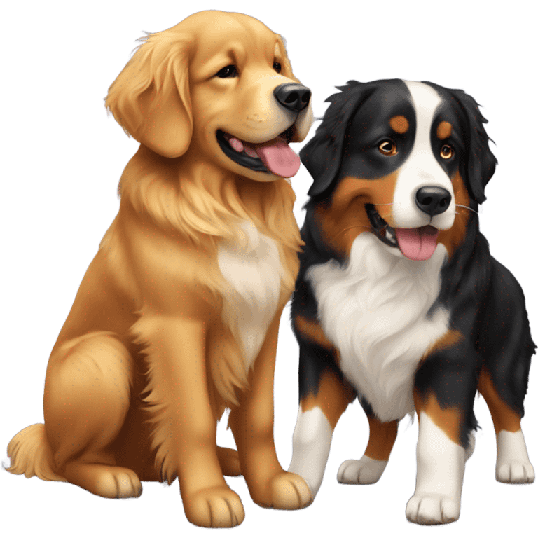 golden retriever and Bernese mountain dog playing emoji