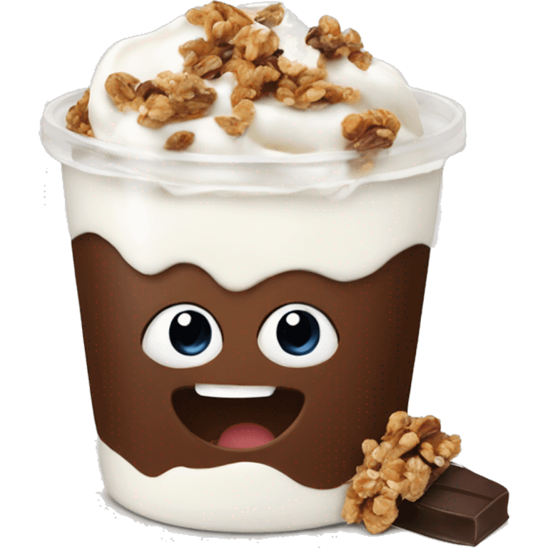 Yogurt with granola and chocolate emoji