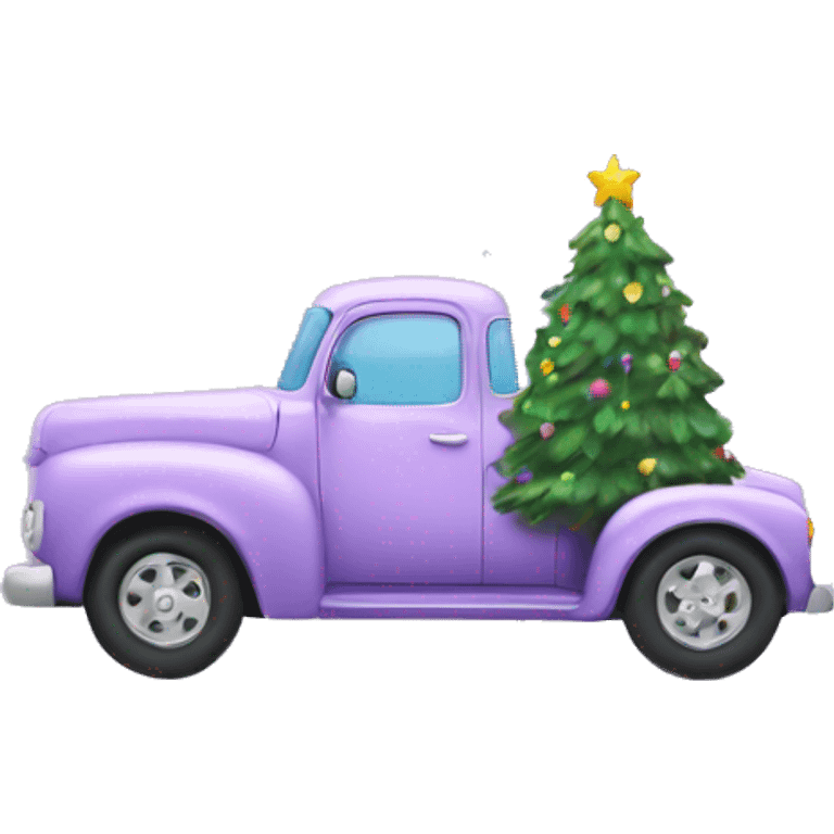 Pastel purple truck with Christmas tree emoji