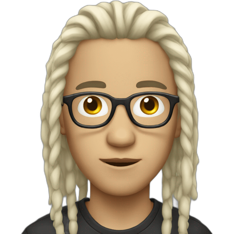 young guy with white dreadlocks wearing glasses emoji