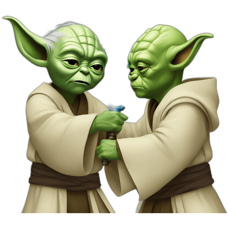 master yoda fighting against obi wan kenobi emoji