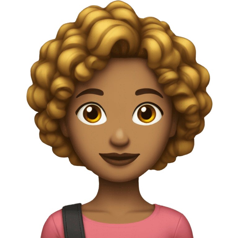 Chica con cabello ondulado negro y tez morena emoji