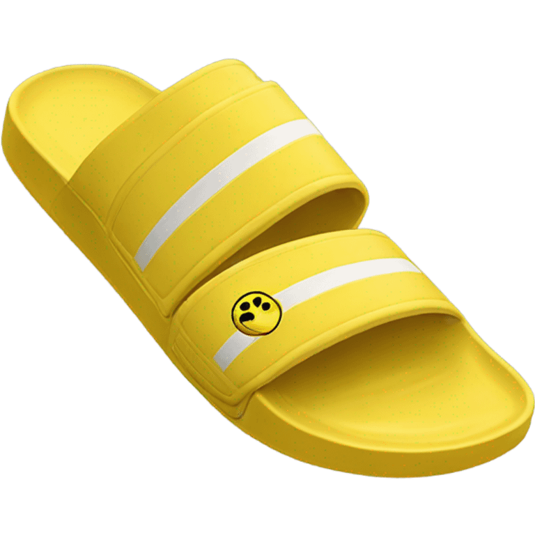 Yellow hand holding up adidas slides  emoji