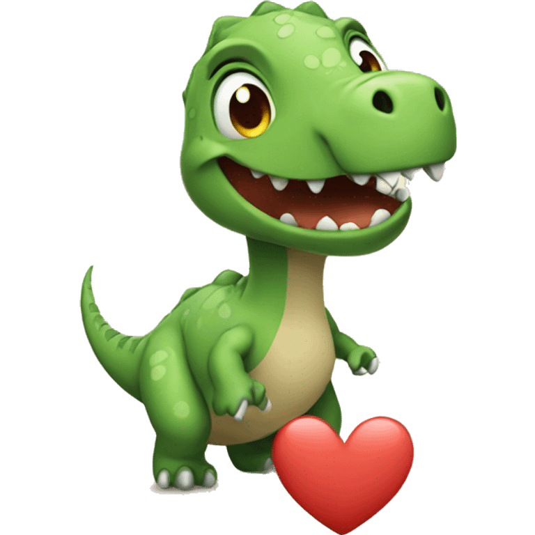 Dinosaur cute with heart emoji