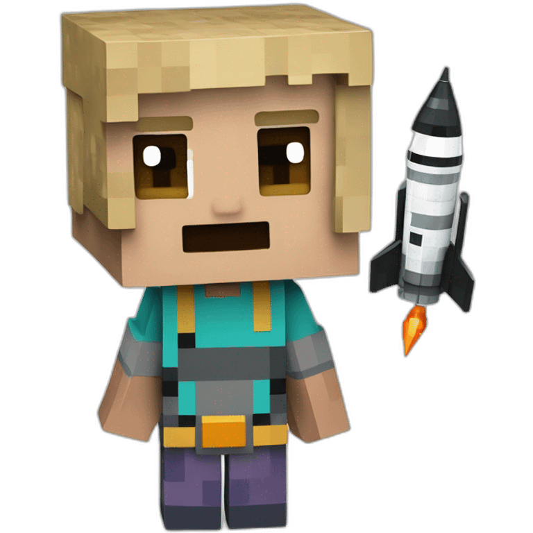 minecraft steve with space rocket in background emoji