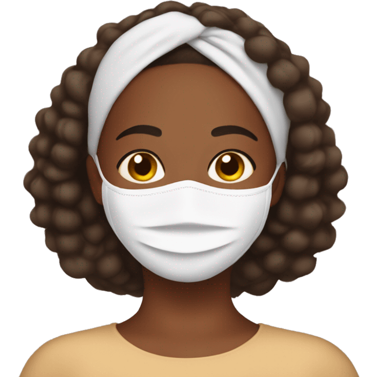 Brown skin woman with self care face mask on emoji