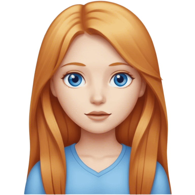 strawberry blonde girl with blue eye and straight long hair emoji