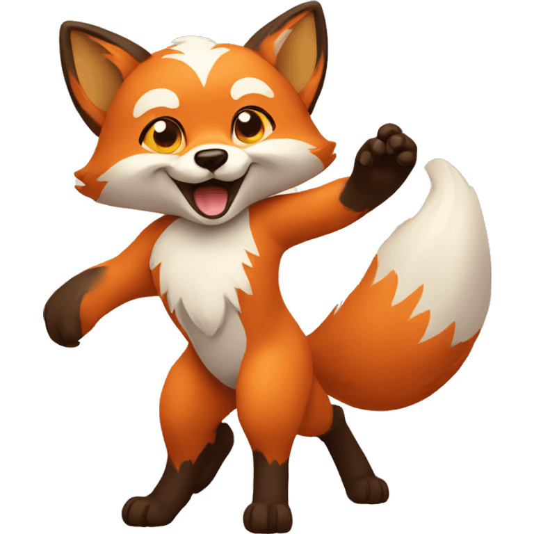 fox greeting with waving paws emoji