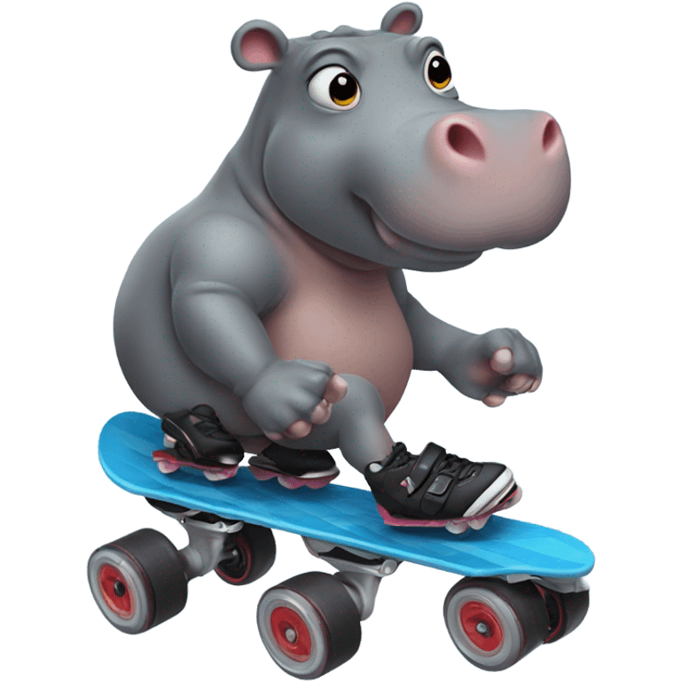 Hippo in rollerblades emoji