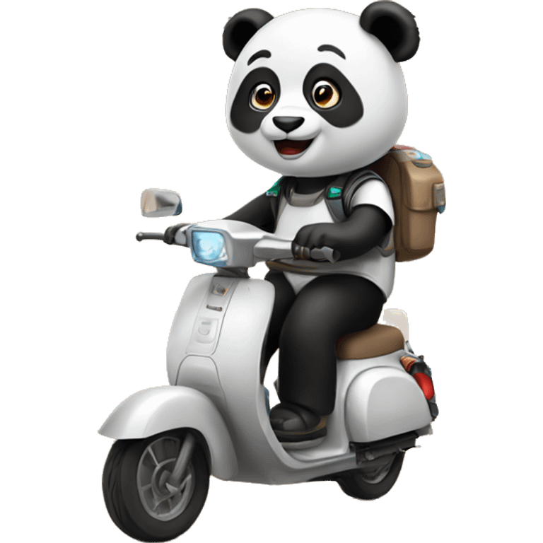 Panda riding a scooter on Mars  emoji